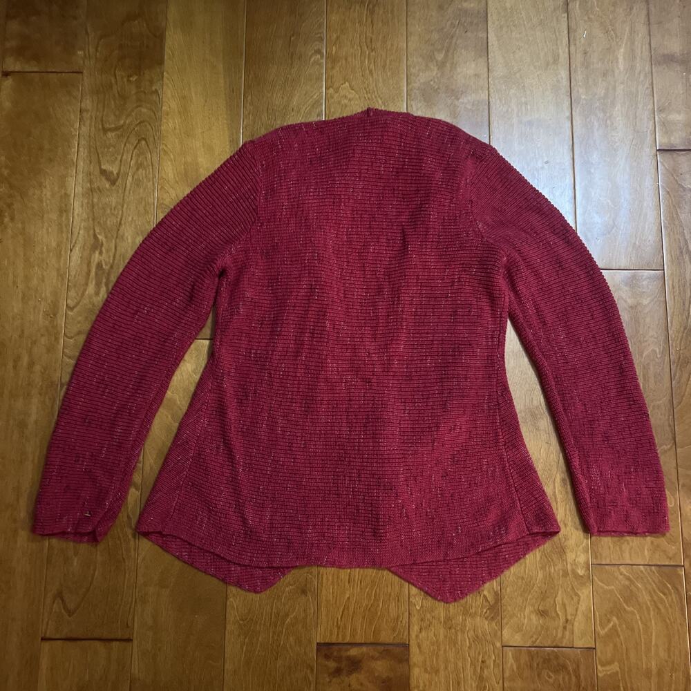 NIC+ZOE Red Open Front Waterfall Cardigan Sweater Medium Draped Knit Boho Fall - Picture 8 of 9